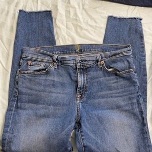 7 for all Mankind ankle skinny jeans frayed hem 32